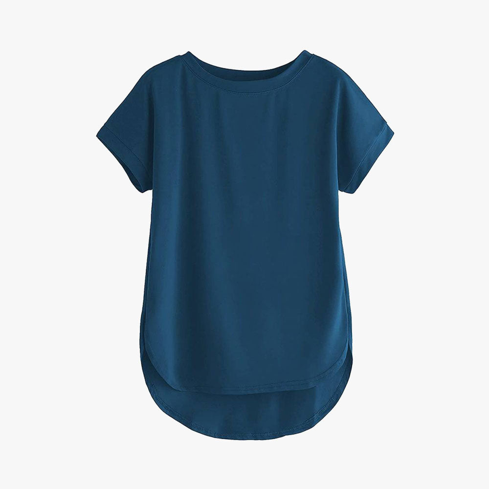 Women Solid Round Neck Cotton T-Shirt darkblue Allen Solly