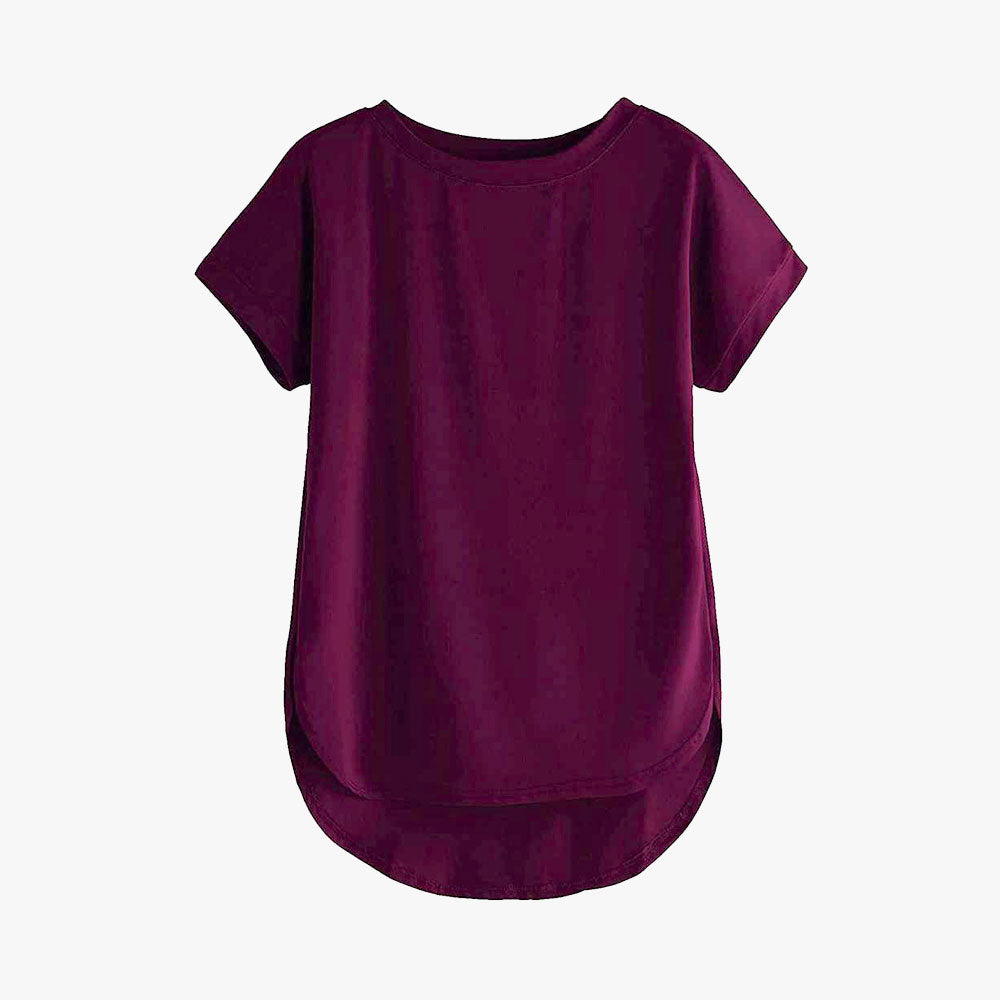 Women Solid Round Neck Cotton T-Shirt maroon Allen Solly