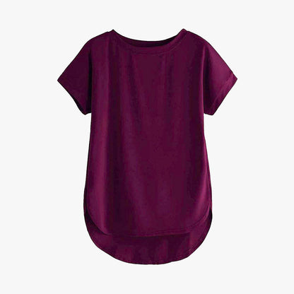 Women Solid Round Neck Cotton T-Shirt maroon Allen Solly