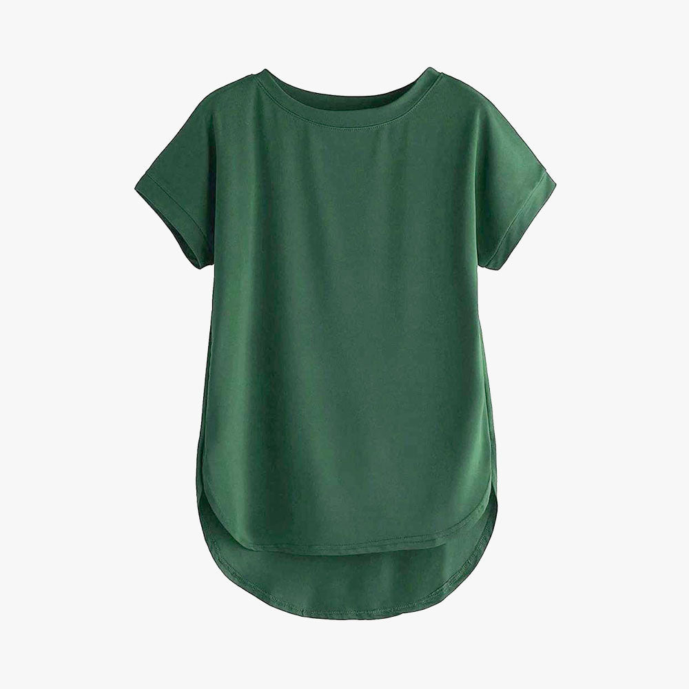 Women Solid Round Neck Cotton T-Shirt Green Allen Solly