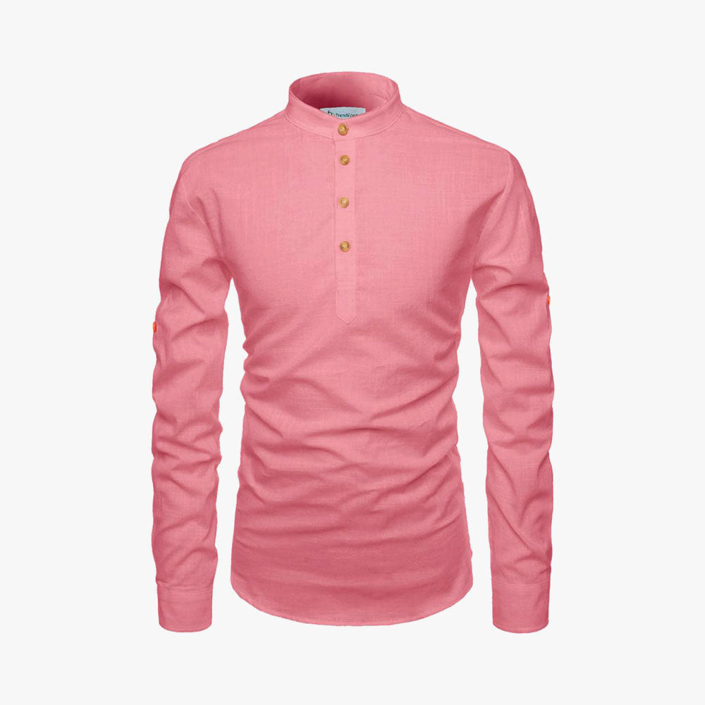 Men Solid Pure Cotton Straight Kurta For Men Pink PUMA