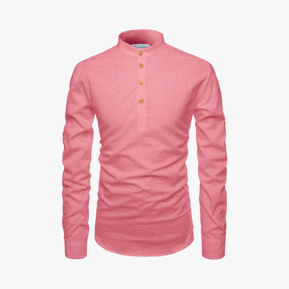 Men Solid Pure Cotton Straight Kurta For Men Pink PUMA