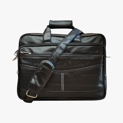 Loggin Synthetic Leather Laptop Executive Bag Black Allen Solly