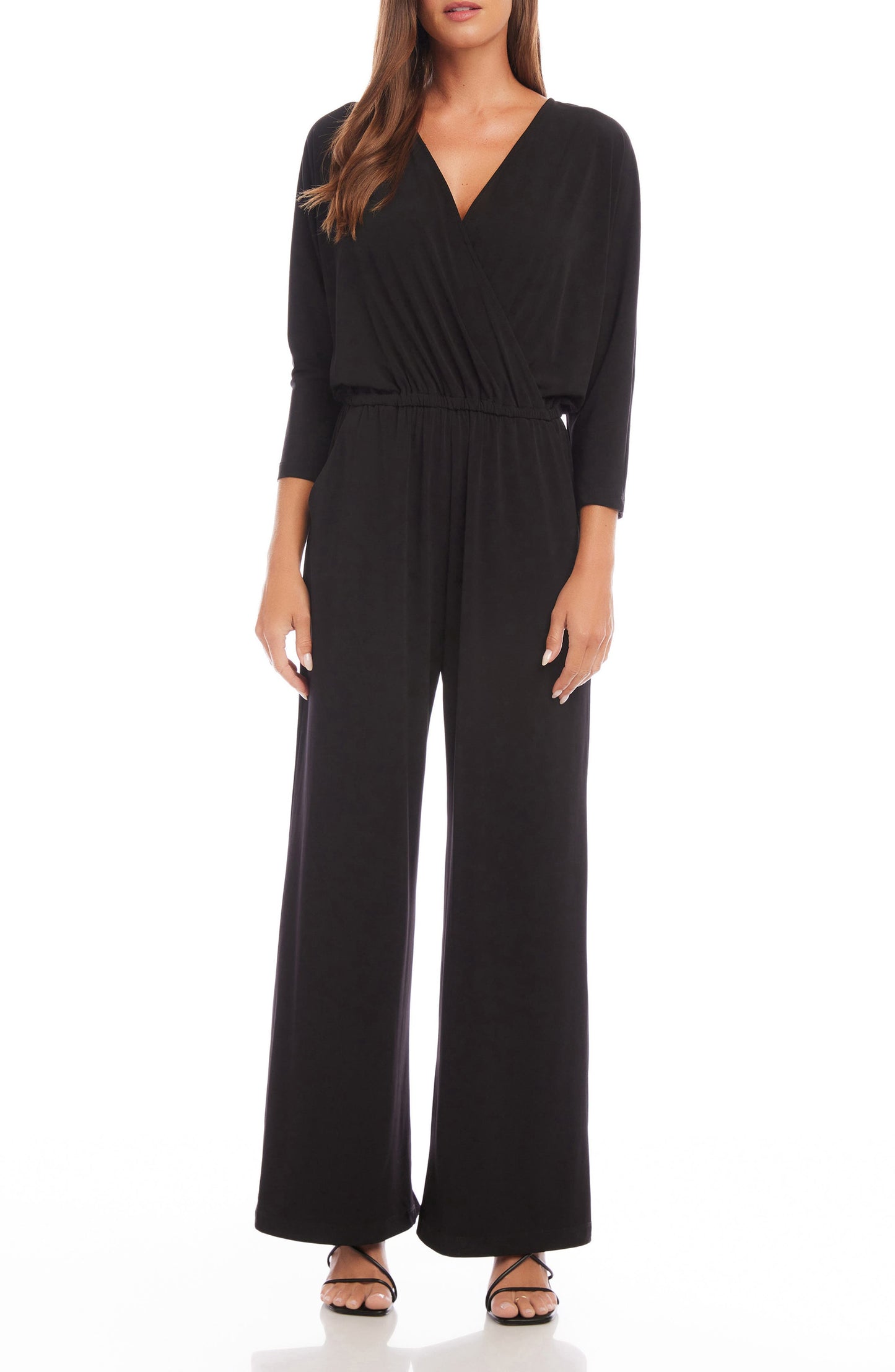 Travel Wide Leg Jersey Jumpsuit Black Call Me Petty