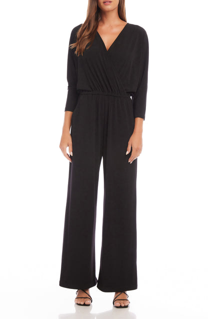 Travel Wide Leg Jersey Jumpsuit Black Call Me Petty
