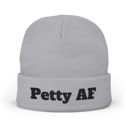 Petty AF Embroidered Knit Beanie One size Gray Printify