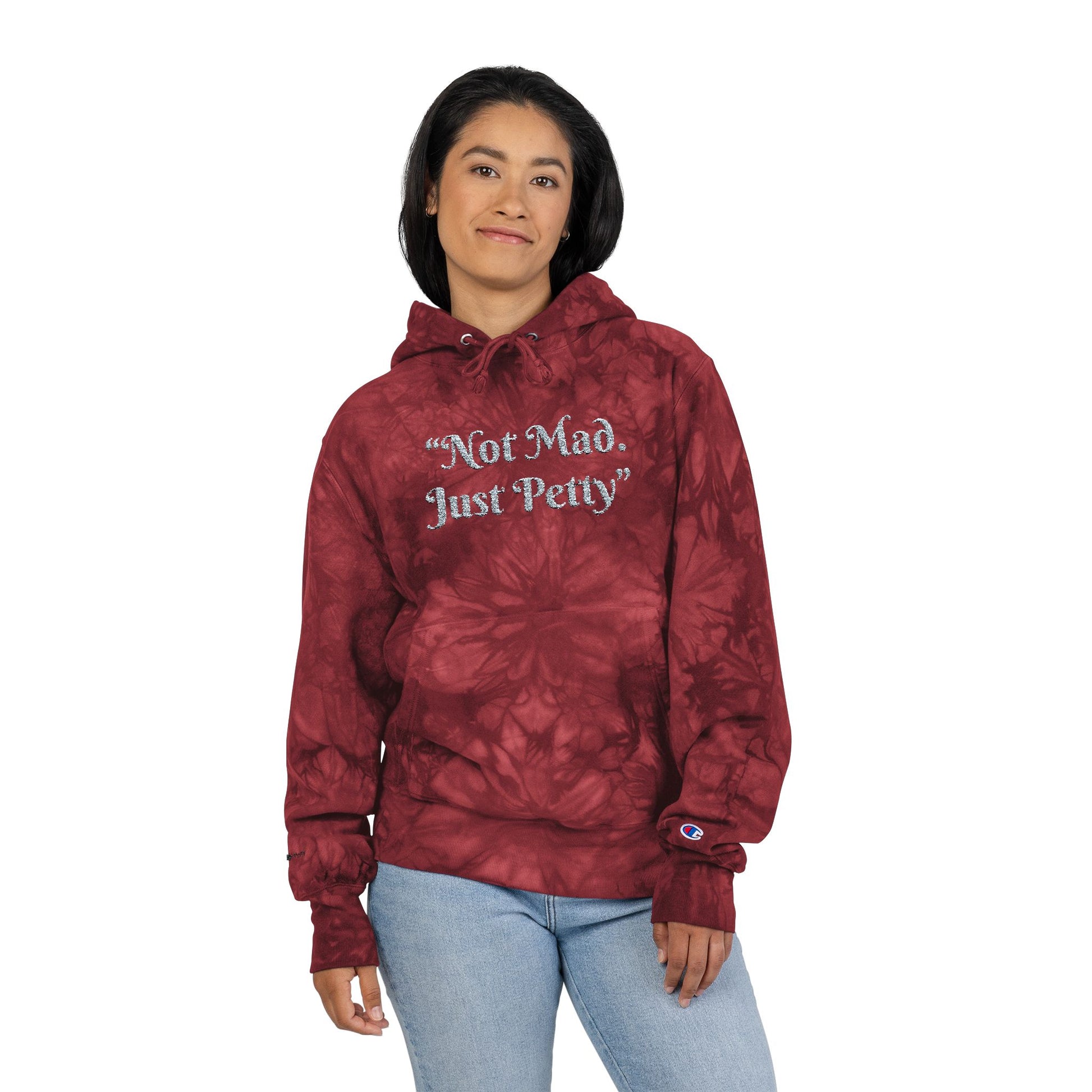 Not Mad, Just Petty Unisex Champion Tie-Dye Hoodie Printify