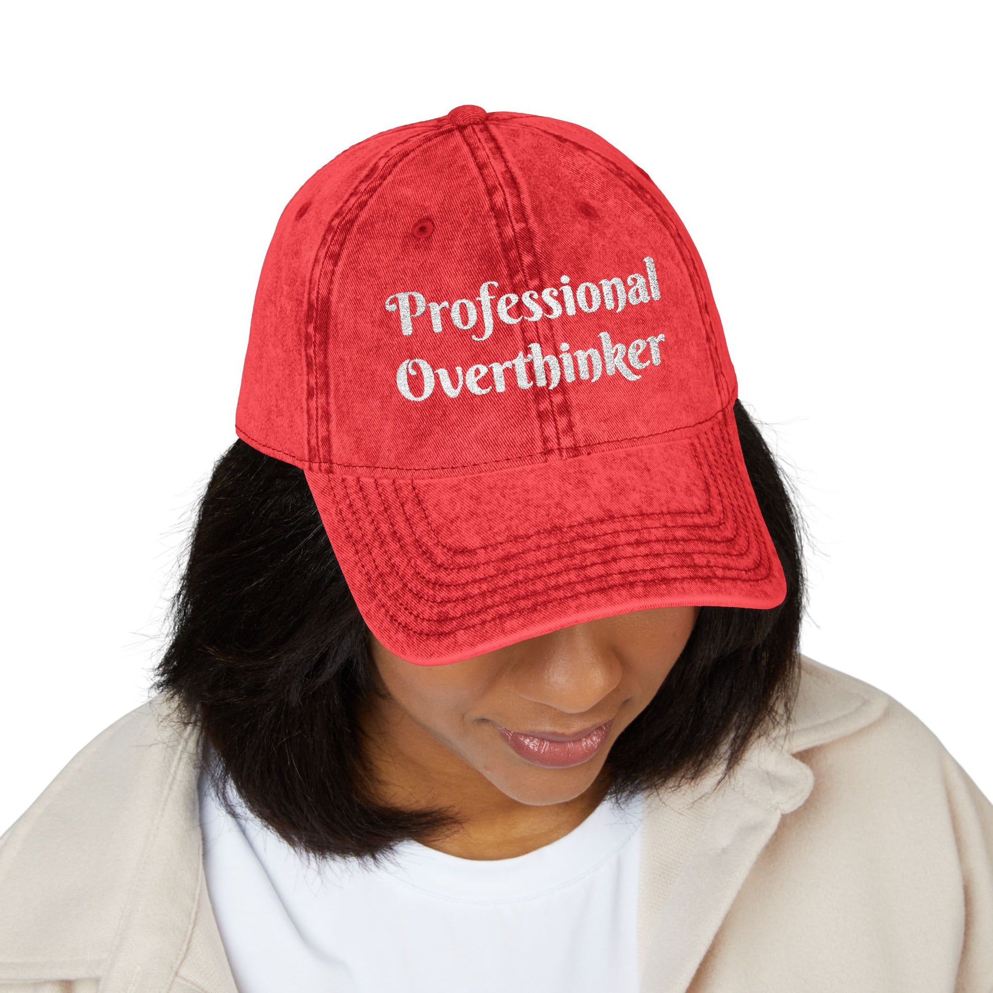 Professional Overthinker Vintage Embroidered Cap Hat Printify