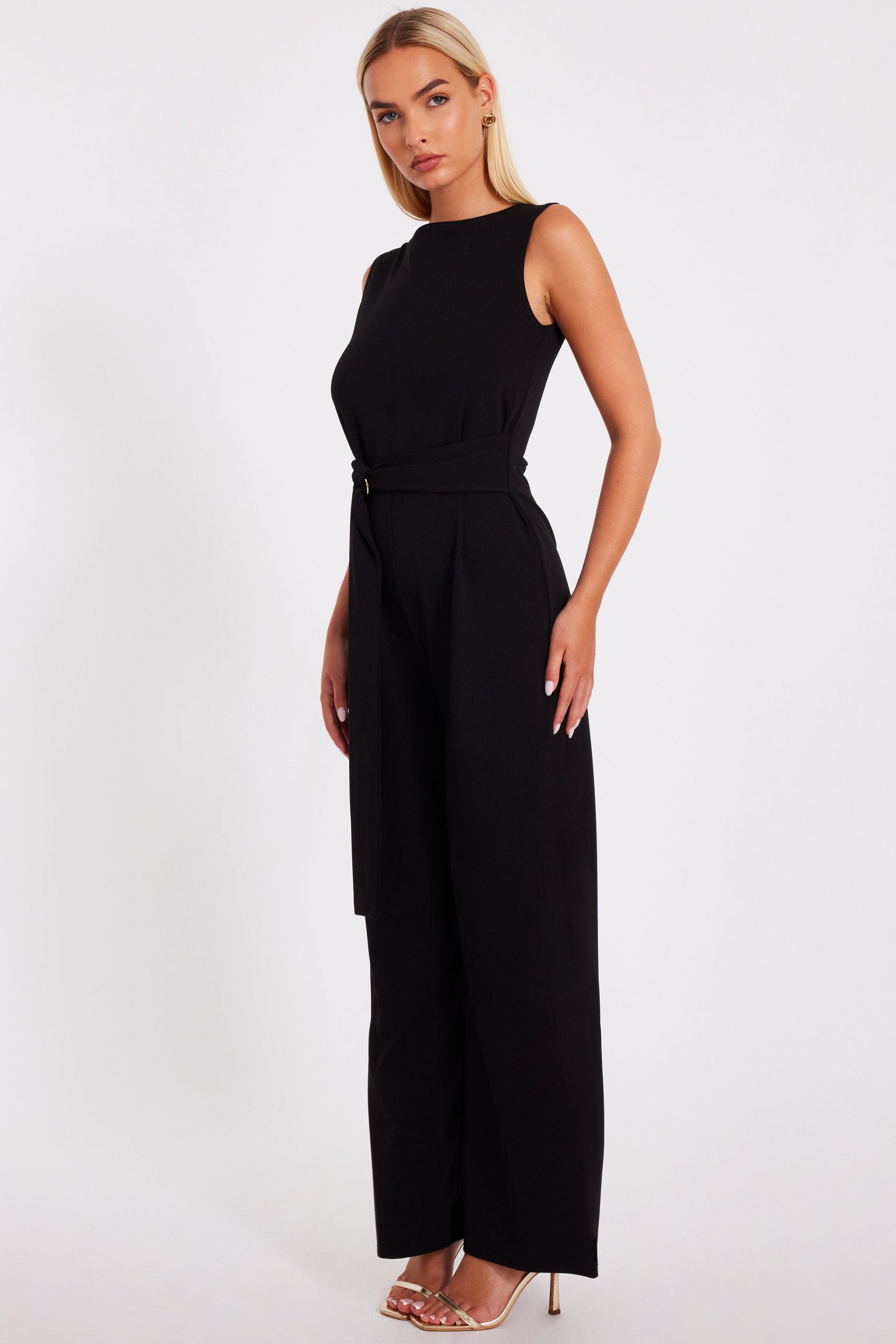 Scuba Crepe Jumpsuit with Gold Buckle Call Me Petty