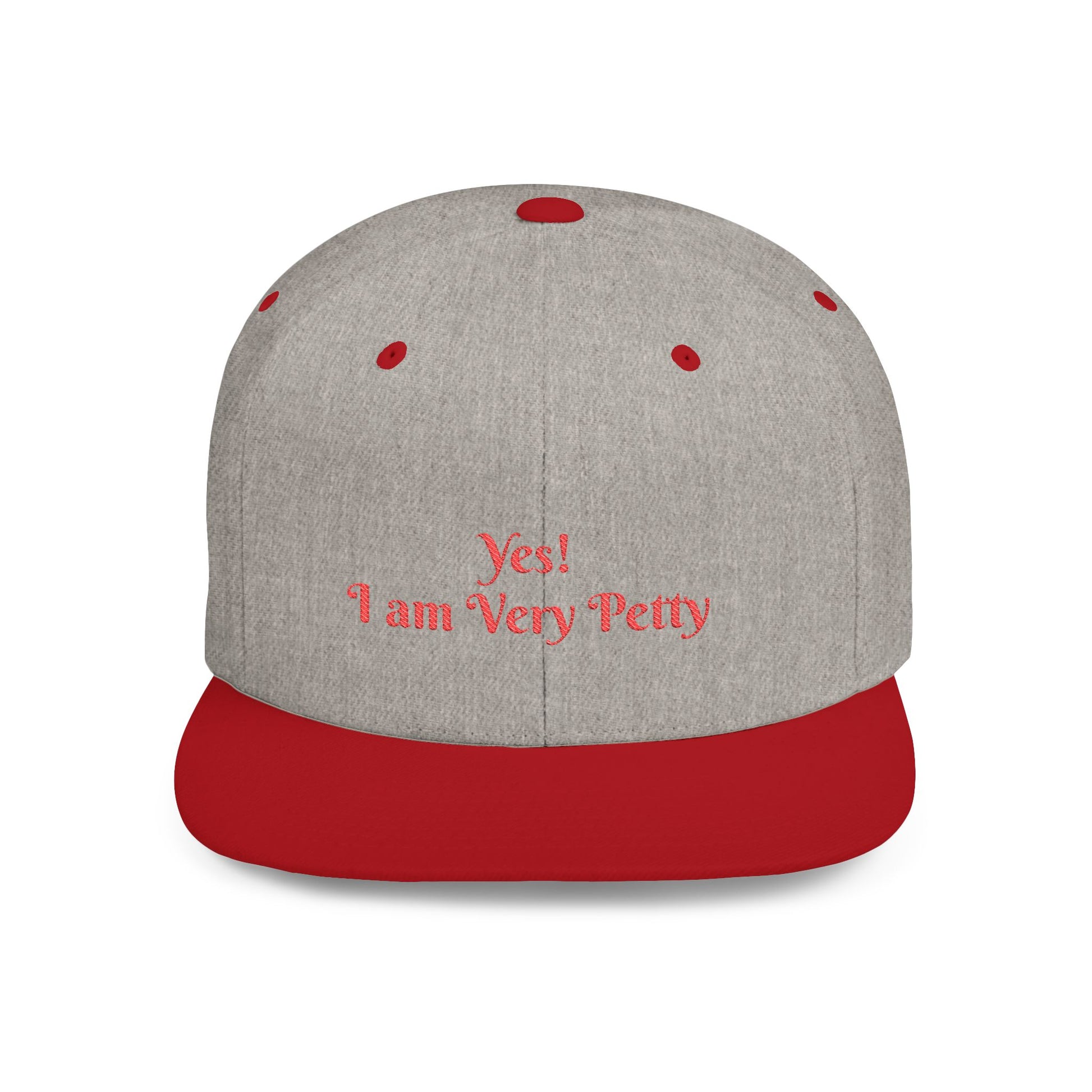 Petty Flat Bill Snapback Cap One size Heather Grey Red Printify
