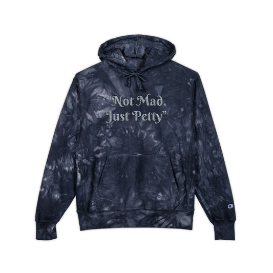 Not Mad, Just Petty Unisex Champion Tie-Dye Hoodie Navy Printify