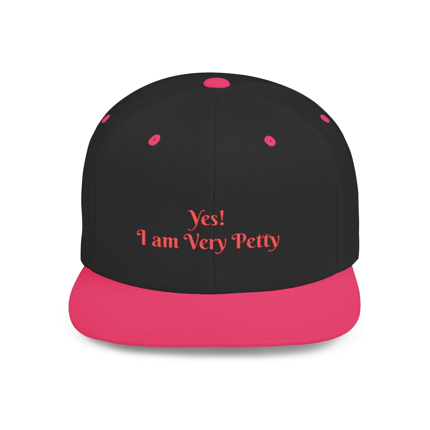 Petty Flat Bill Snapback Cap One size Black Neon Pink Printify
