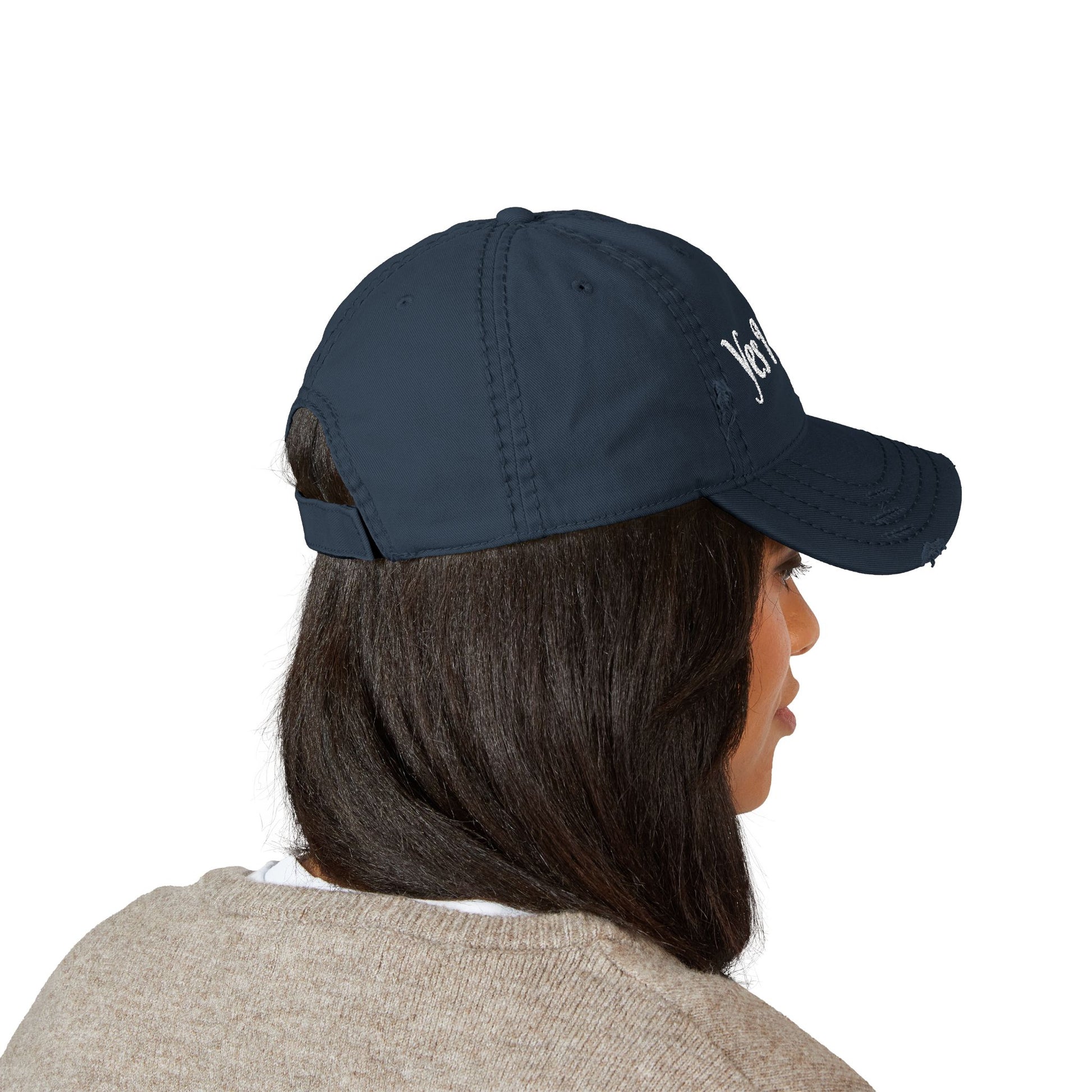 Yes I Served Distressed Embroidered Cap Printify