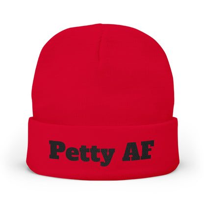 Petty AF Embroidered Knit Beanie One size Red Printify