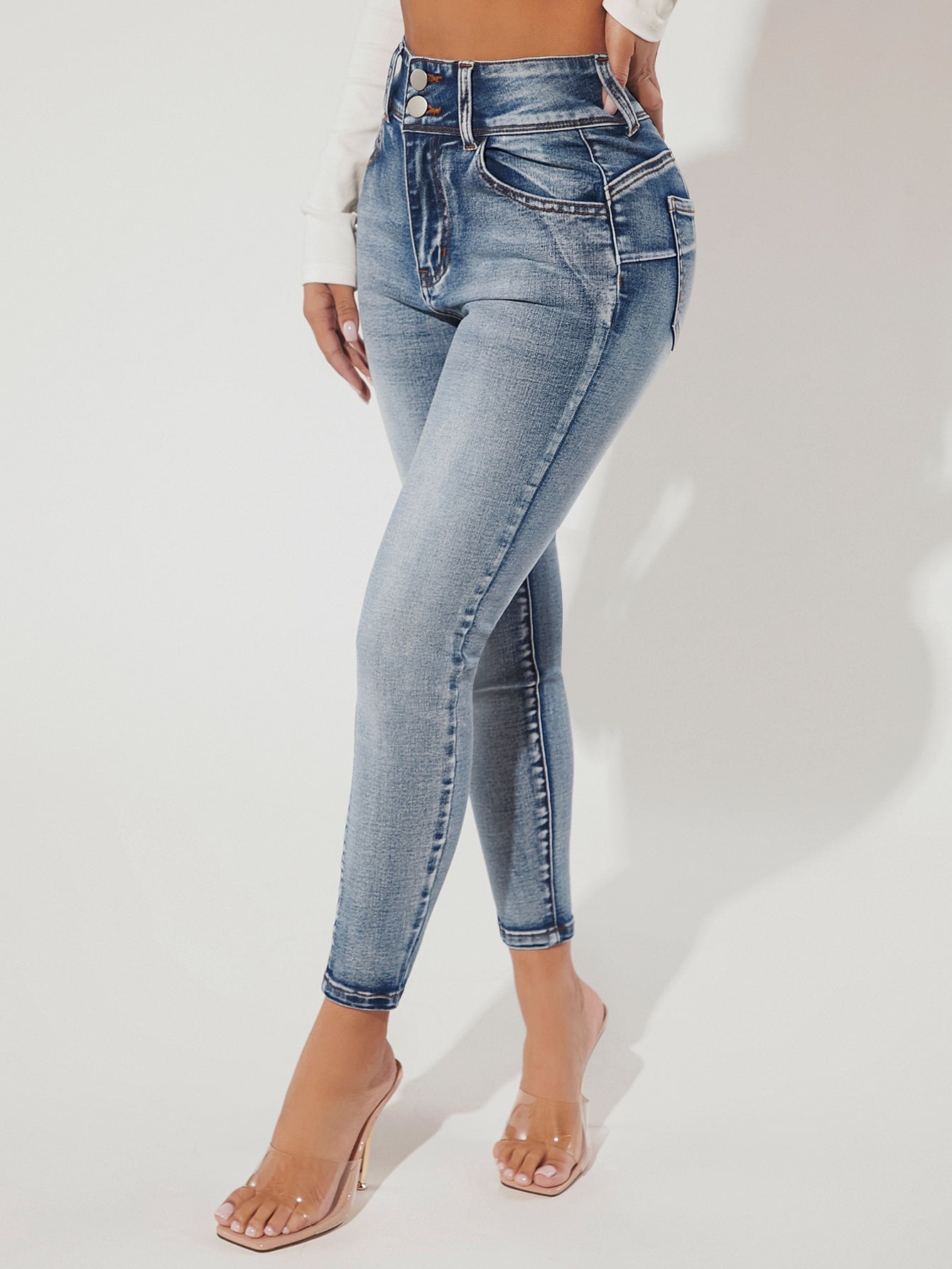 Bleach Wash Skinny Jeans Light Wash Call Me Petty
