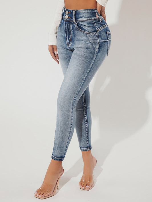 Bleach Wash Skinny Jeans Light Wash Call Me Petty