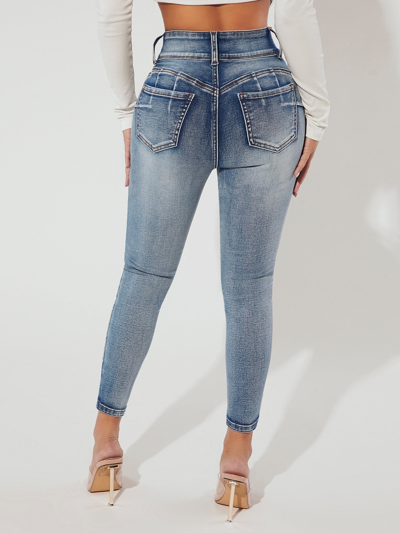 Bleach Wash Skinny Jeans Call Me Petty