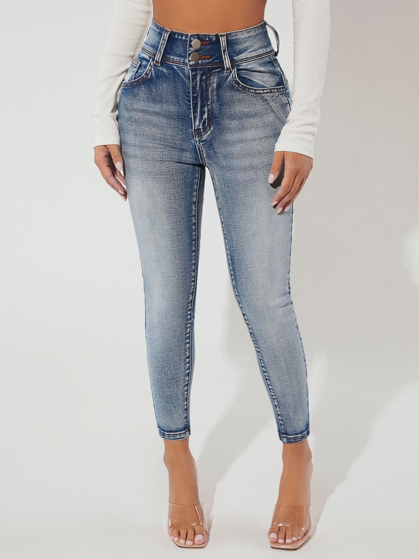 Bleach Wash Skinny Jeans Call Me Petty