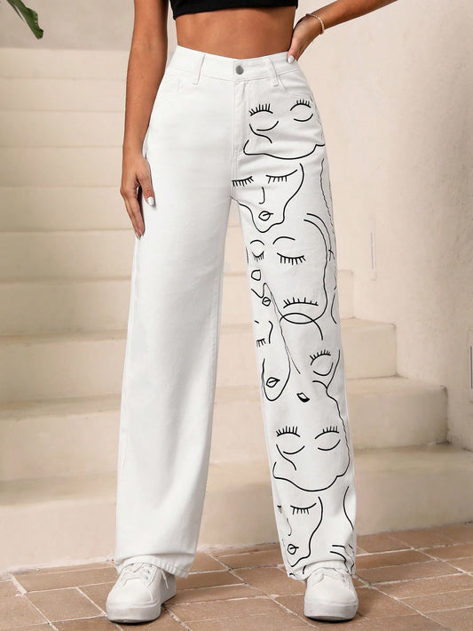 Figure Graphic Straight Leg Jeans White Call Me Petty