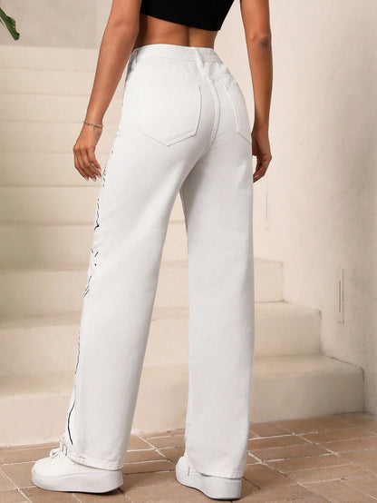 Figure Graphic Straight Leg Jeans Call Me Petty