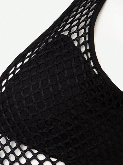 Fishnet Plunging Neck High Cut Bodysuit Call Me Petty
