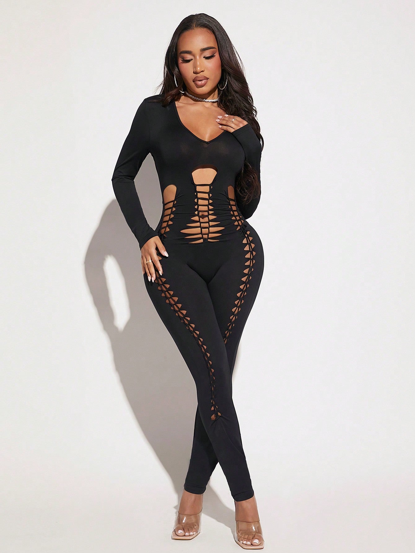 Black Cut Out Unitard Jumpsuit Call Me Petty