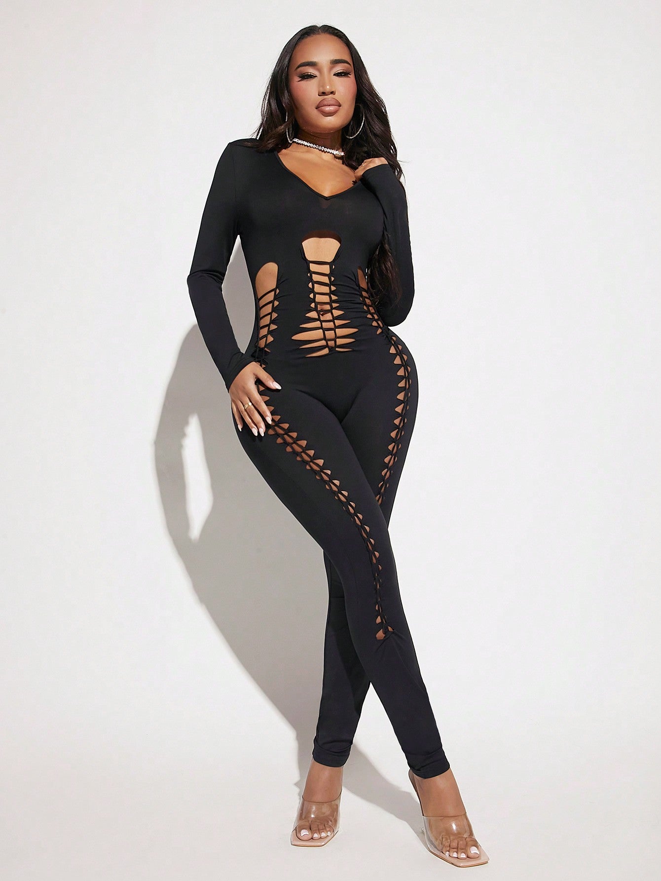 Black Cut Out Unitard Jumpsuit Call Me Petty