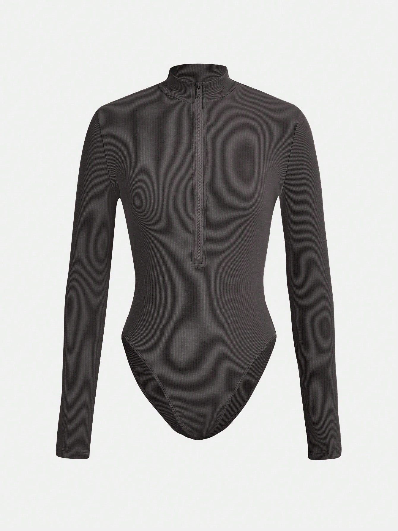 Solid Zip Up Slim Fit Bodysuit Call Me Petty