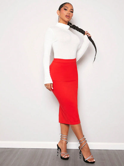 Mock Neck Ribbed Knit Bodysuit Call Me Petty