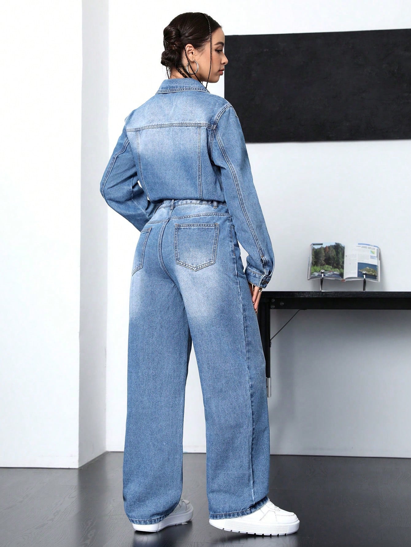 Long Sleeve Denim Shirt Jumpsuit Call Me Petty