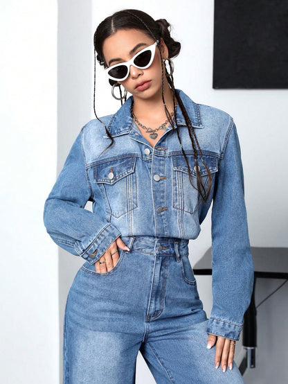 Long Sleeve Denim Shirt Jumpsuit Call Me Petty