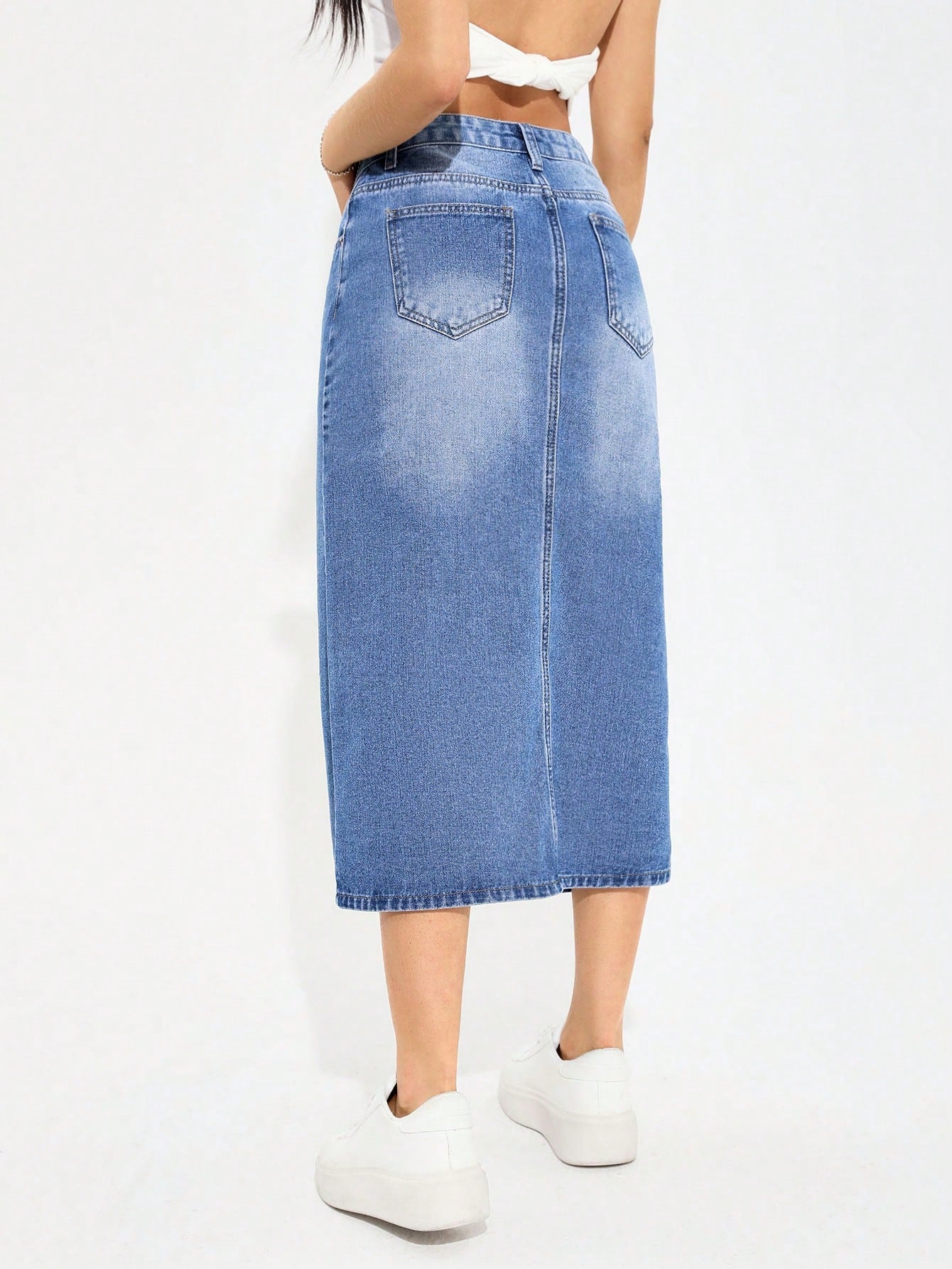 Women's Denim High Slit Asymmetrical Hem Skirt Call Me Petty