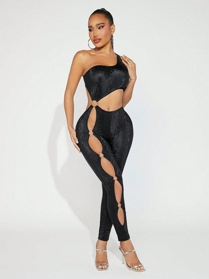 Blac Snake Print Hollow Out Jumpsuit Call Me Petty