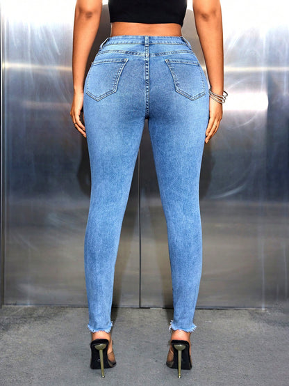 Distressed Leopard Print Patchwork Slim Fit Jeans With Skinny Leg Call Me Petty