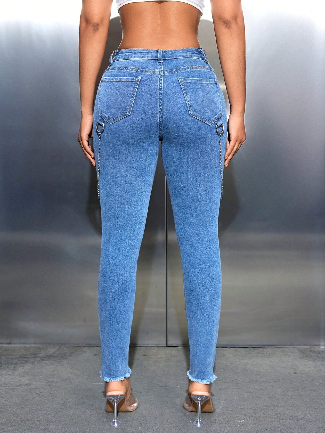 Chain Trim Color Block Skinny Jeans Call Me Petty