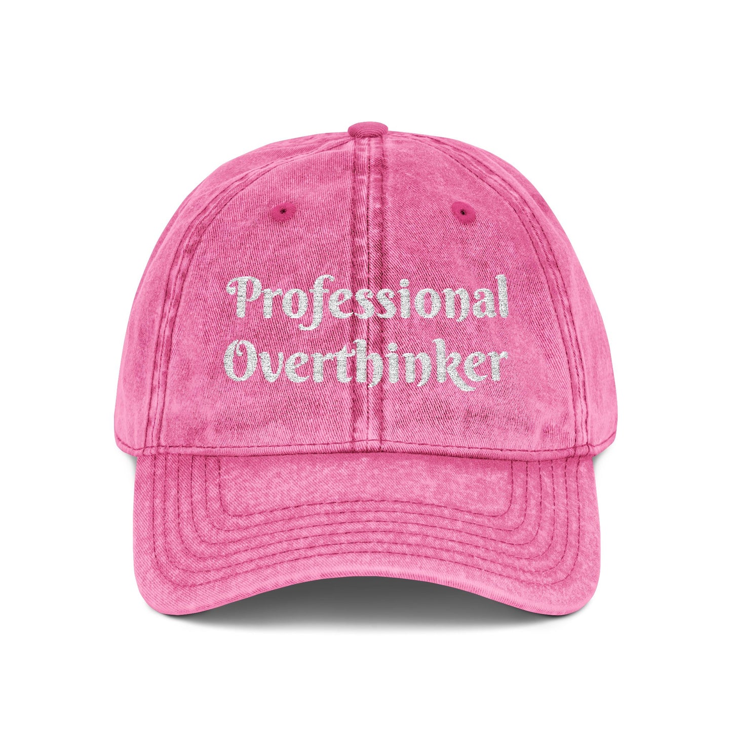 Professional Overthinker Vintage Embroidered Cap Hat One size Pink Printify