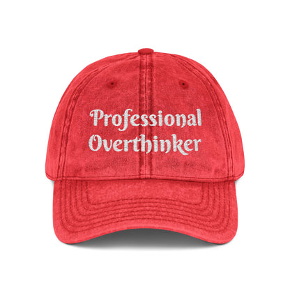 Professional Overthinker Vintage Embroidered Cap Hat One size Red Printify