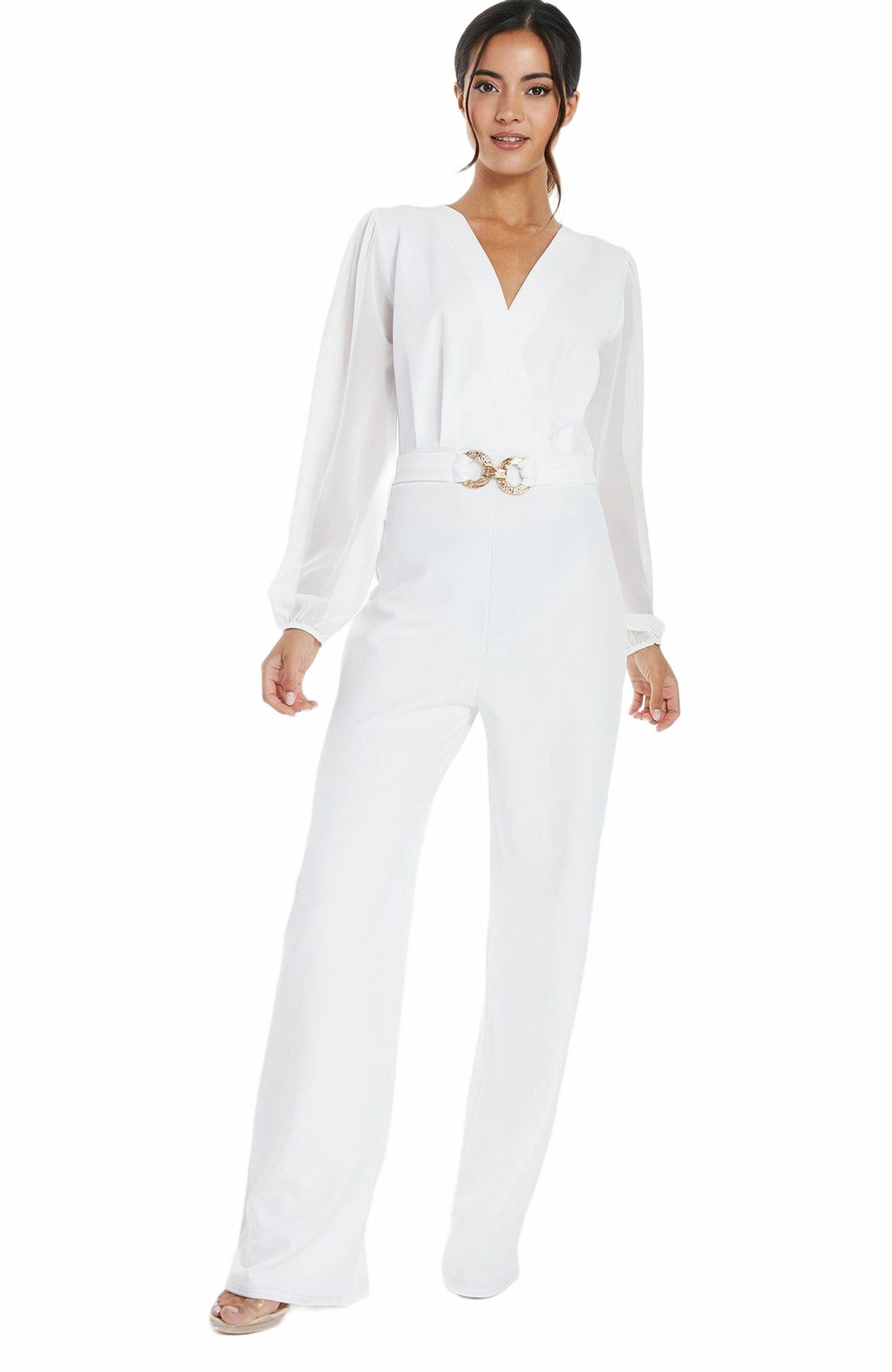Chiffon Buckle Palazzo Jumpsuit Call Me Petty