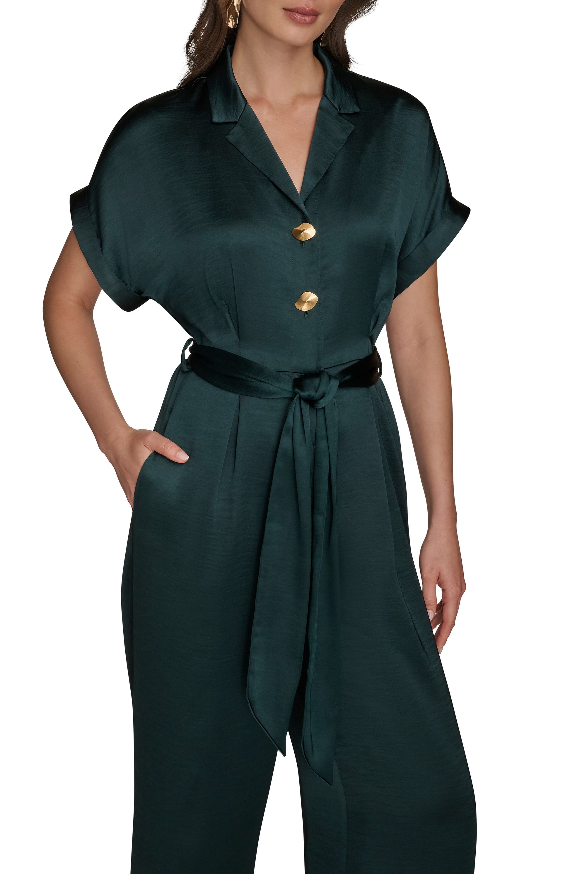 Tie Waist Satin Jumpsuit Call Me Petty