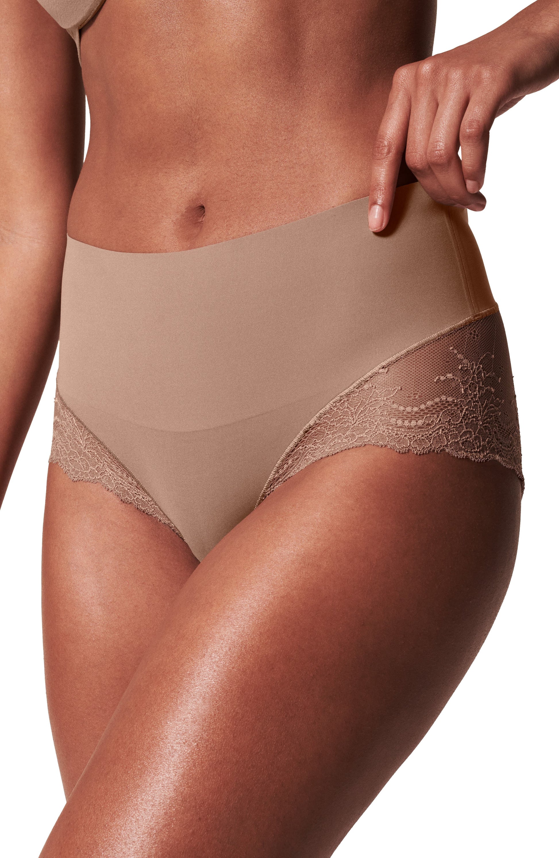 SPANX smooth Undie-tectable Lace Hi-Hipster Panties Cafe Au Lait Call Me Petty