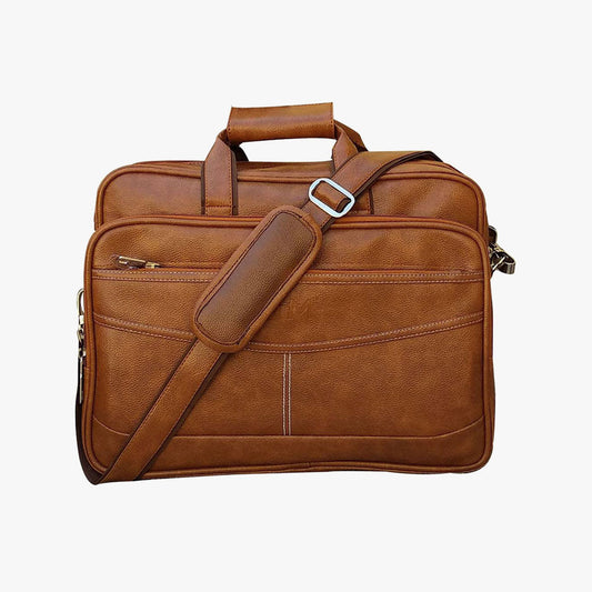 Loggin Synthetic Leather Laptop Executive Bag Chocolate Allen Solly