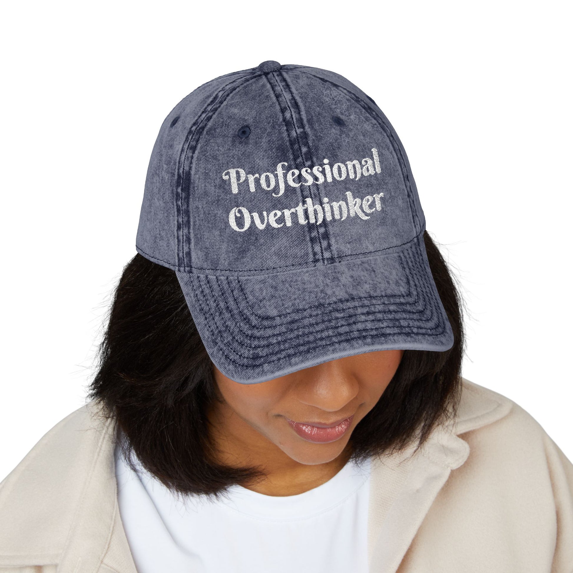 Professional Overthinker Vintage Embroidered Cap Hat Printify