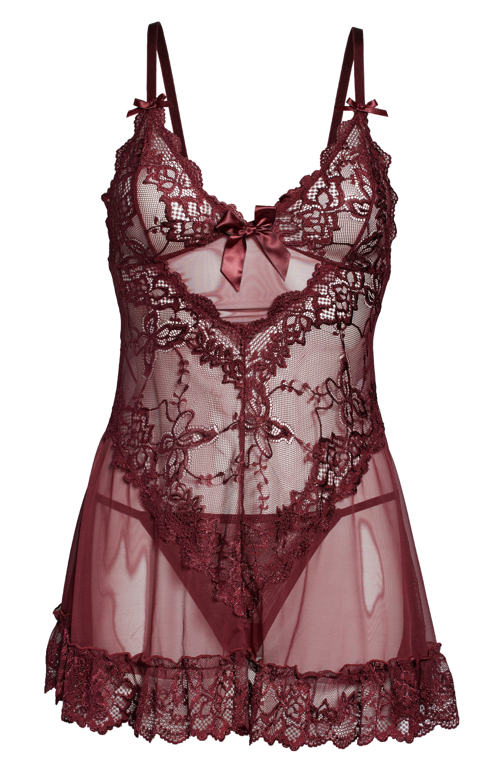Valentine Soft Cup Babydoll Chemise & G-String Thong Call Me Petty