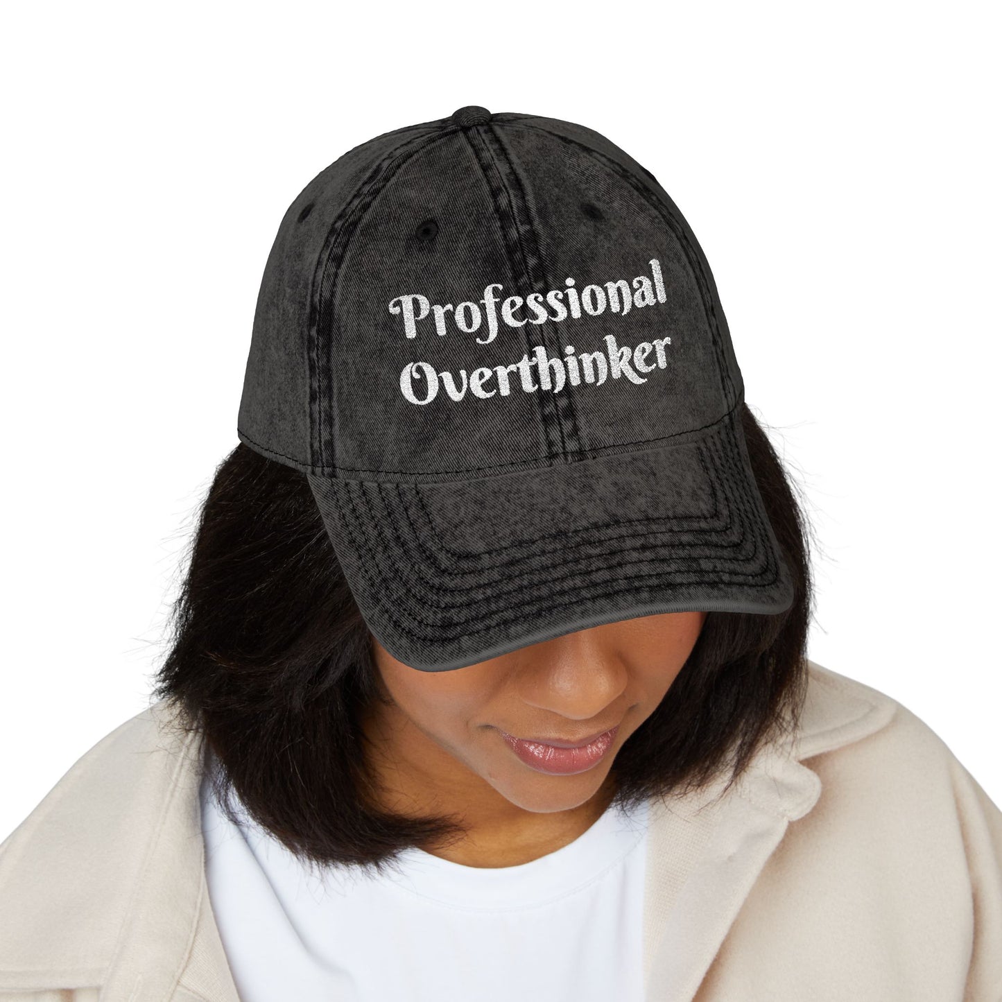 Professional Overthinker Vintage Embroidered Cap Hat Printify