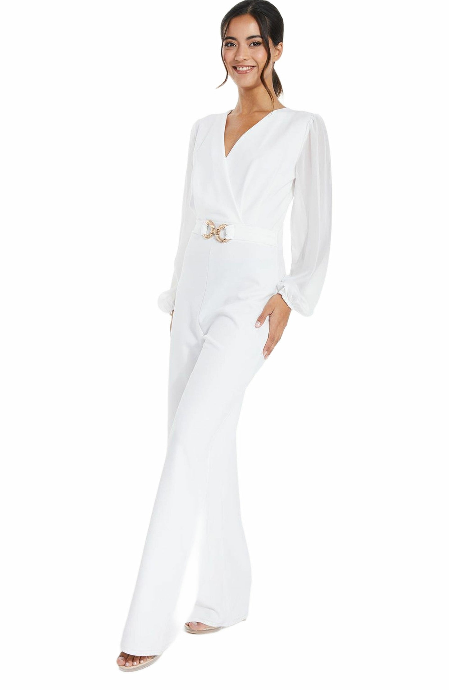 Chiffon Buckle Palazzo Jumpsuit Call Me Petty