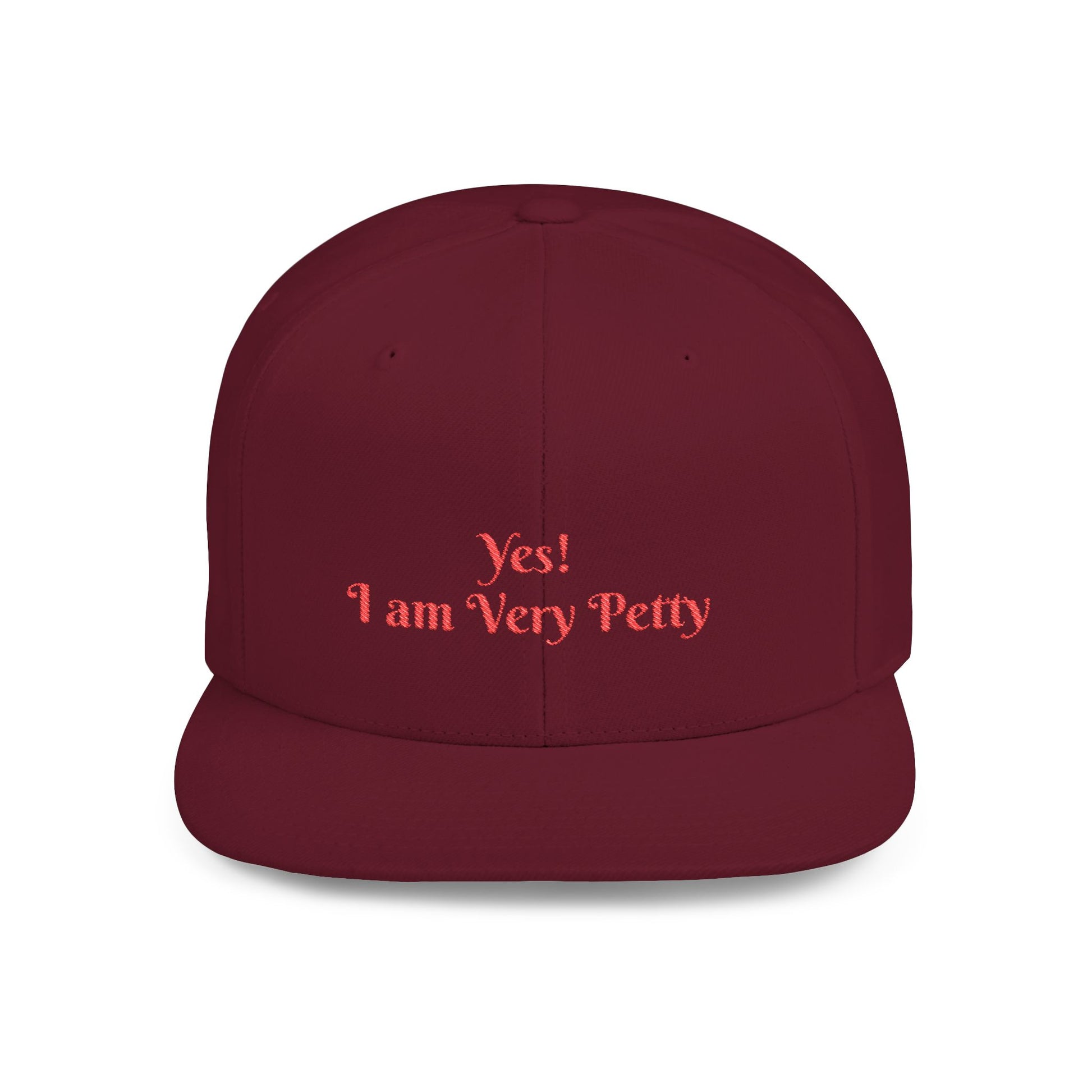 Petty Flat Bill Snapback Cap One size Maroon Printify