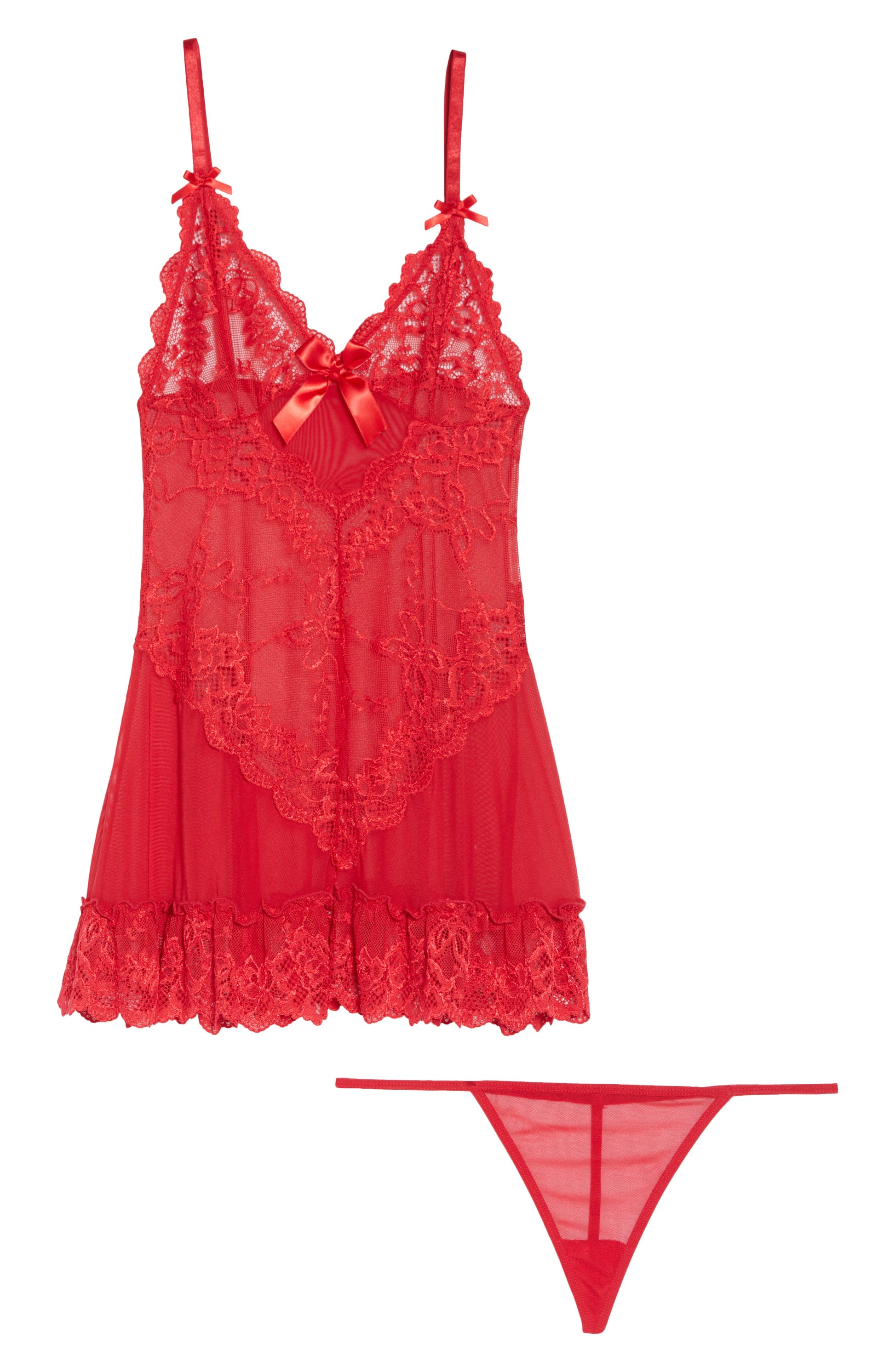 Valentine Soft Cup Babydoll Chemise & G-String Thong Call Me Petty