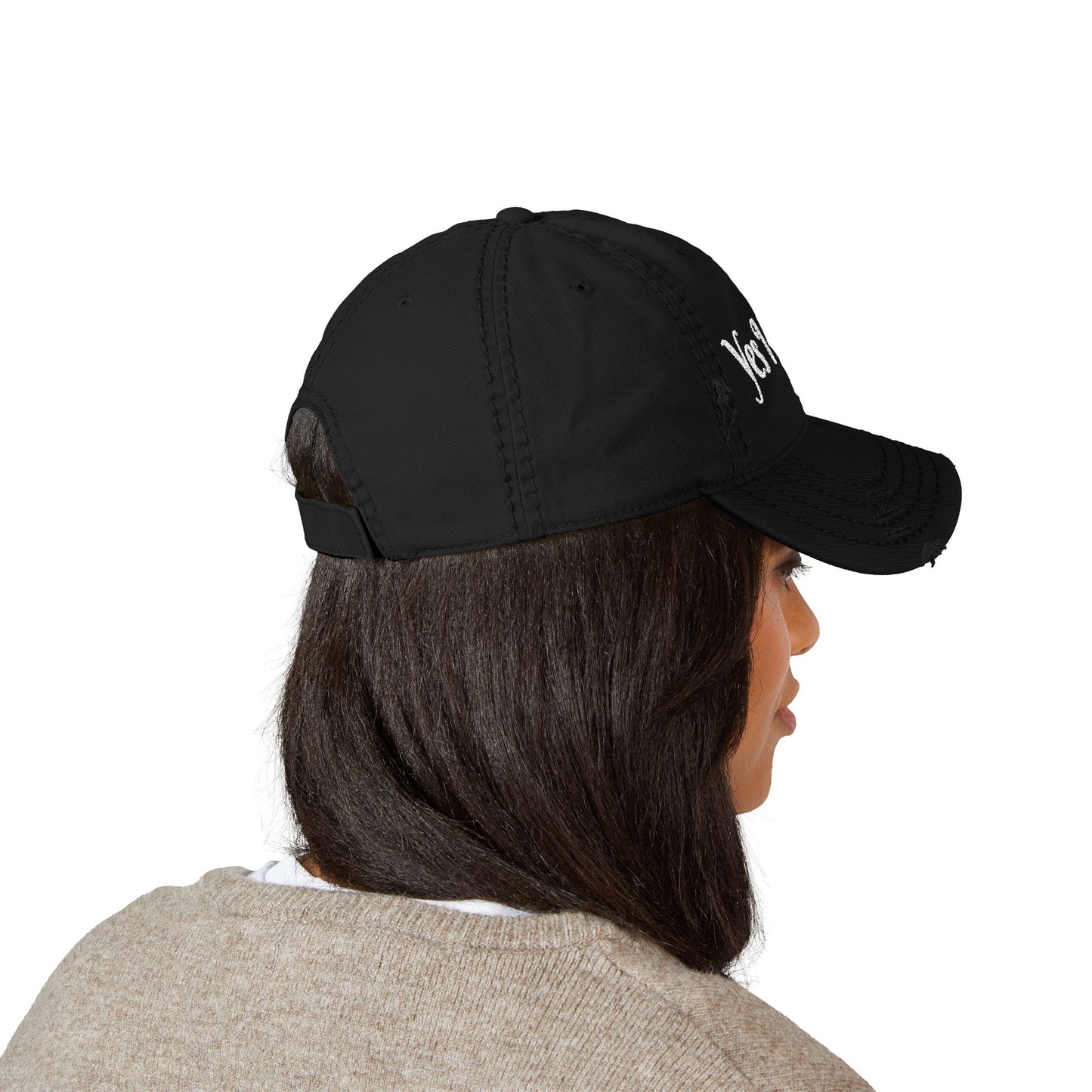 Yes I Served Distressed Embroidered Cap Printify