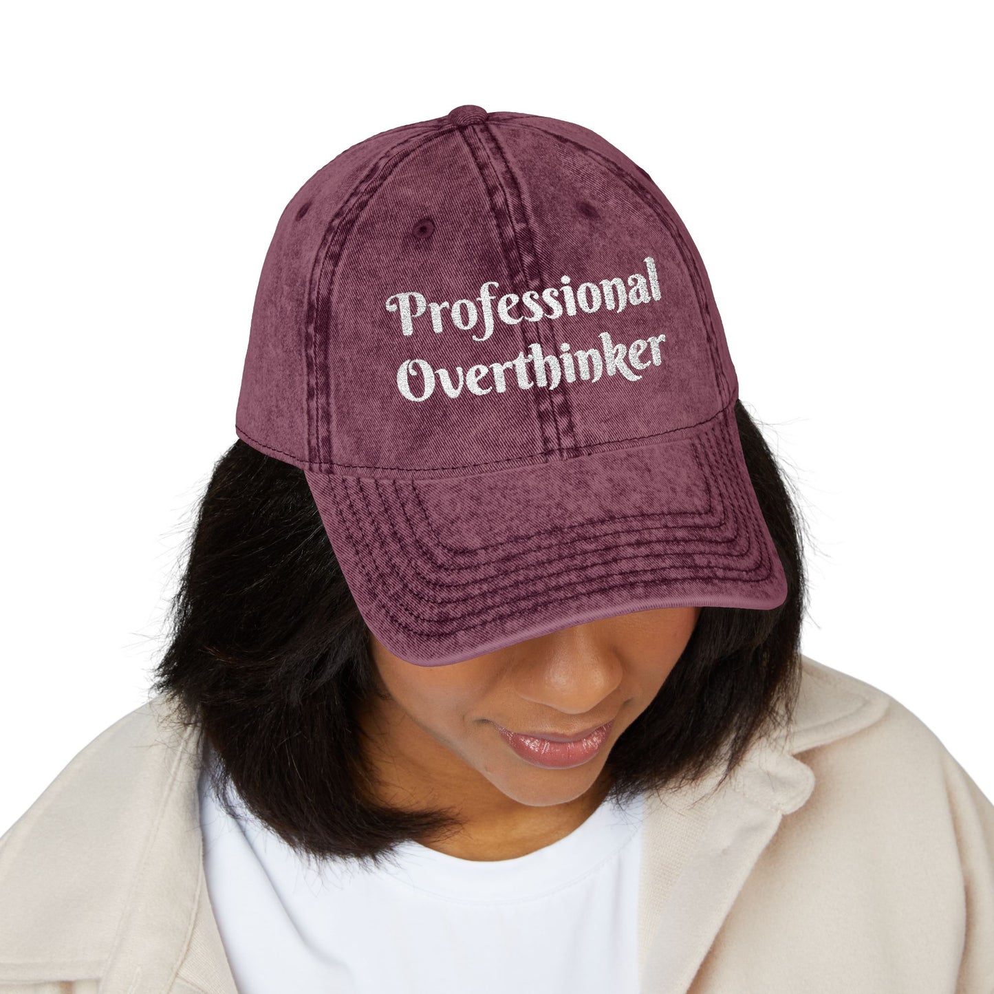 Professional Overthinker Vintage Embroidered Cap Hat Printify