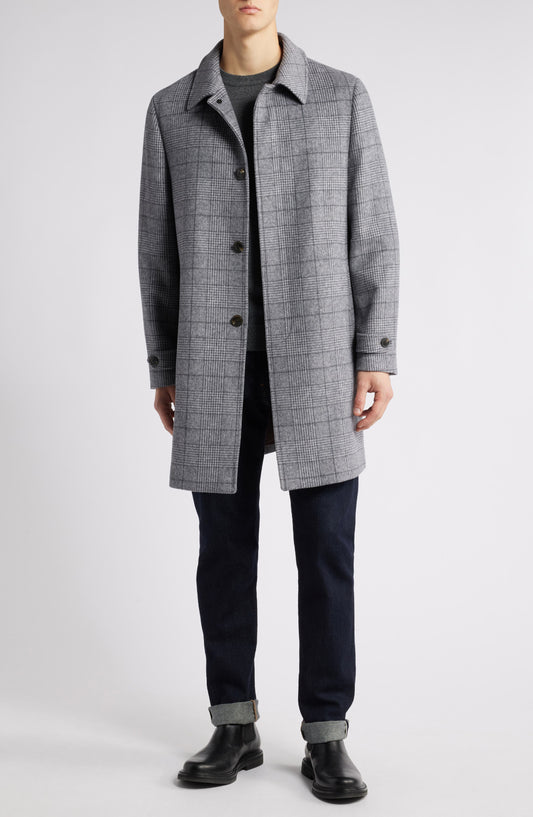 Armitage Wool Blend Topcoat Light Grey Plaid Call Me Petty
